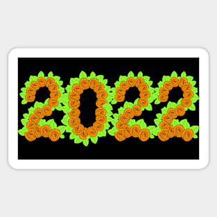 2022 created with orange roses and green leaves Sticker